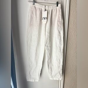 Zara NWT White Linen Pants
